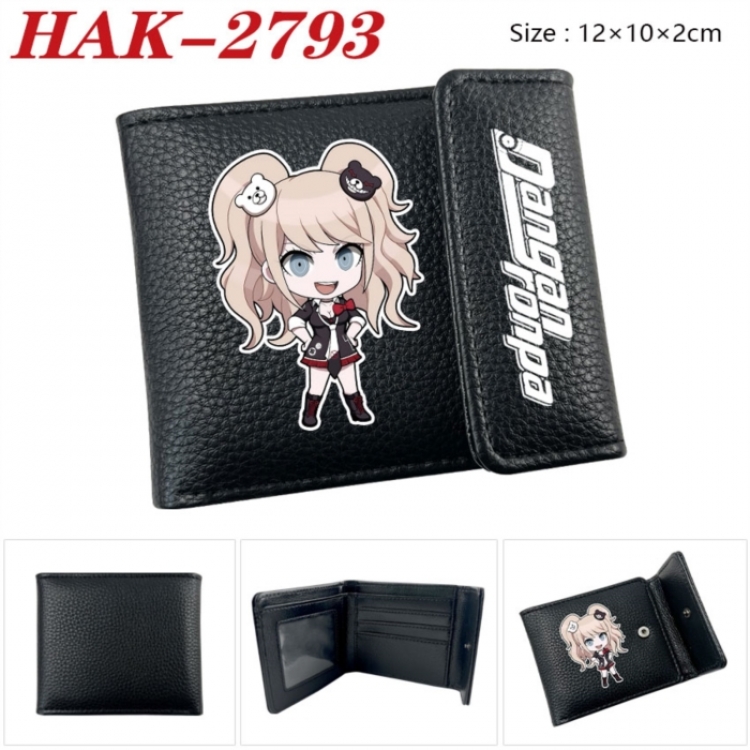 Dangan-Ronpa Anime Litchi Pattern Hidden Buckle Half Fold Printed Wallet 12X10X2CM