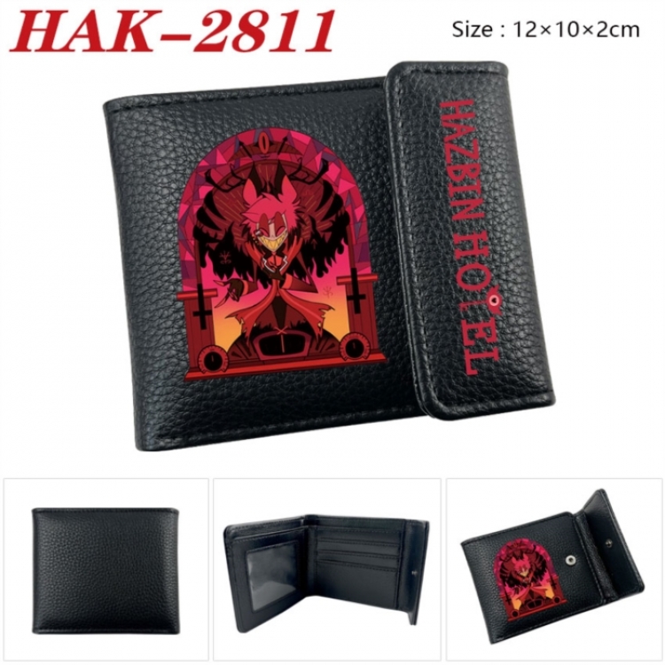 Hazbin Hotel Anime Litchi Pattern Hidden Buckle Half Fold Printed Wallet 12X10X2CM