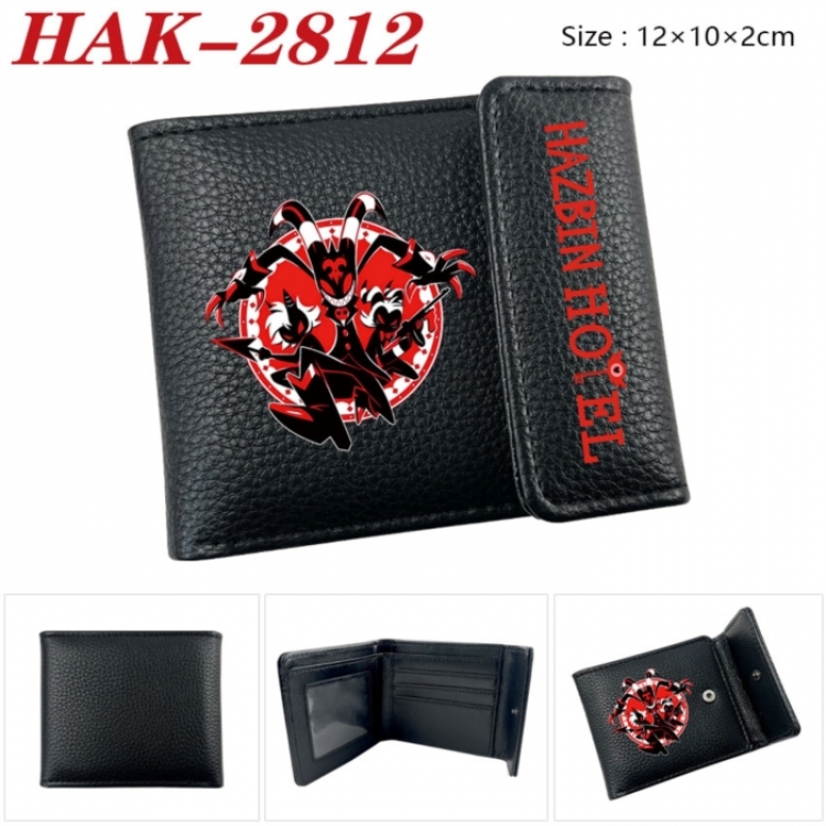 Hazbin Hotel Anime Litchi Pattern Hidden Buckle Half Fold Printed Wallet 12X10X2CM