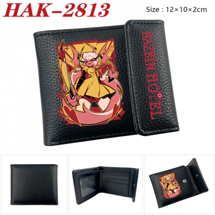 Hazbin Hotel Anime Litchi Pattern Hidden Buckle Half Fold Printed Wallet 12X10X2CM