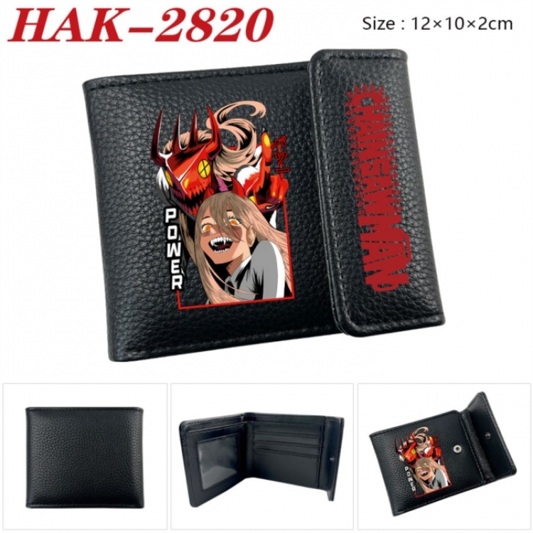 Chainsaw Man Anime Litchi Pattern Hidden Buckle Half Fold Printed Wallet 12X10X2CM