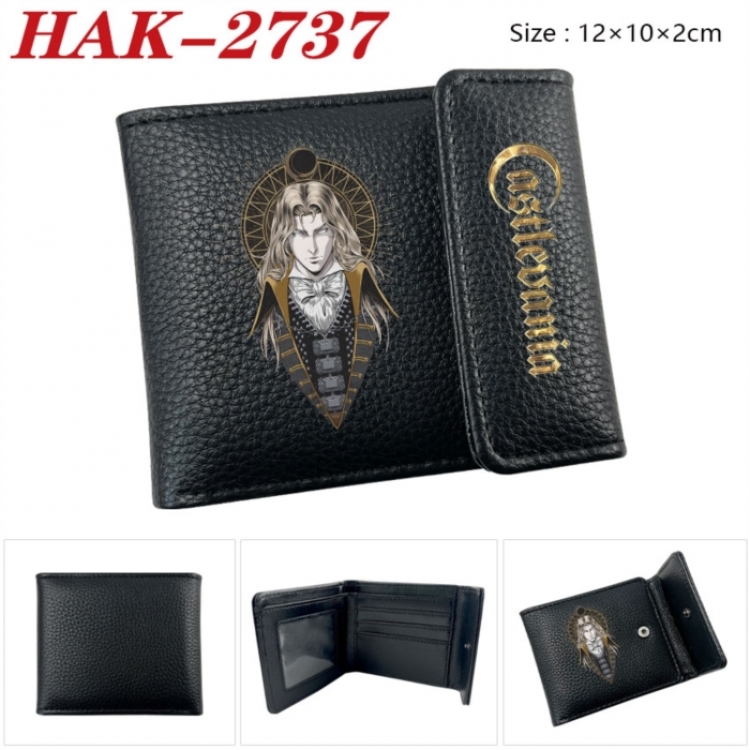 Castlevania Anime Litchi Pattern Hidden Buckle Half Fold Printed Wallet 12X10X2CM