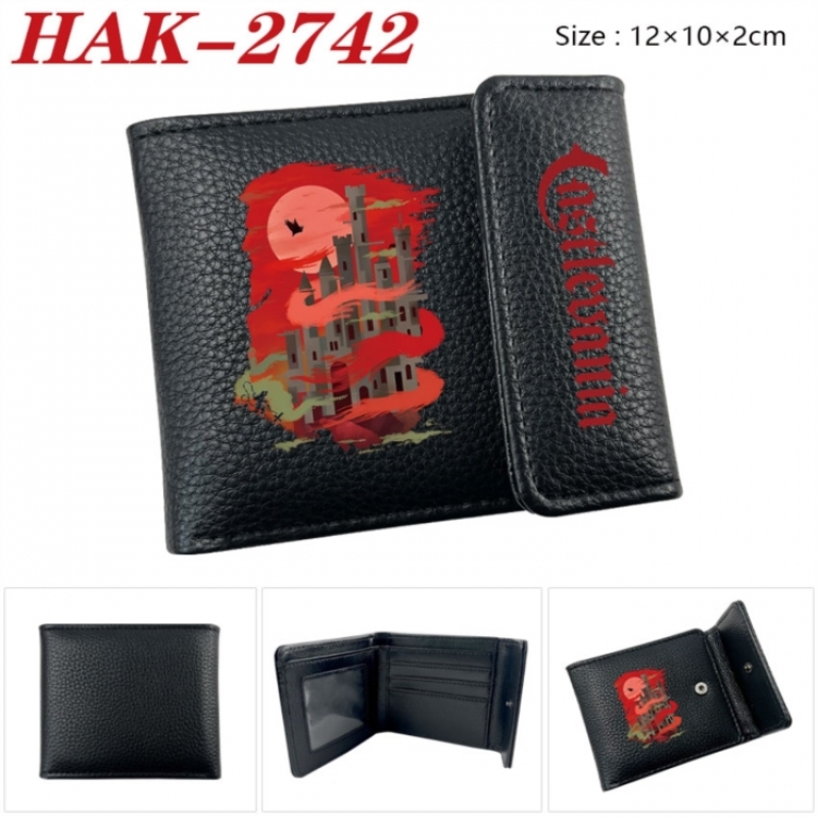 Castlevania Anime Litchi Pattern Hidden Buckle Half Fold Printed Wallet 12X10X2CM