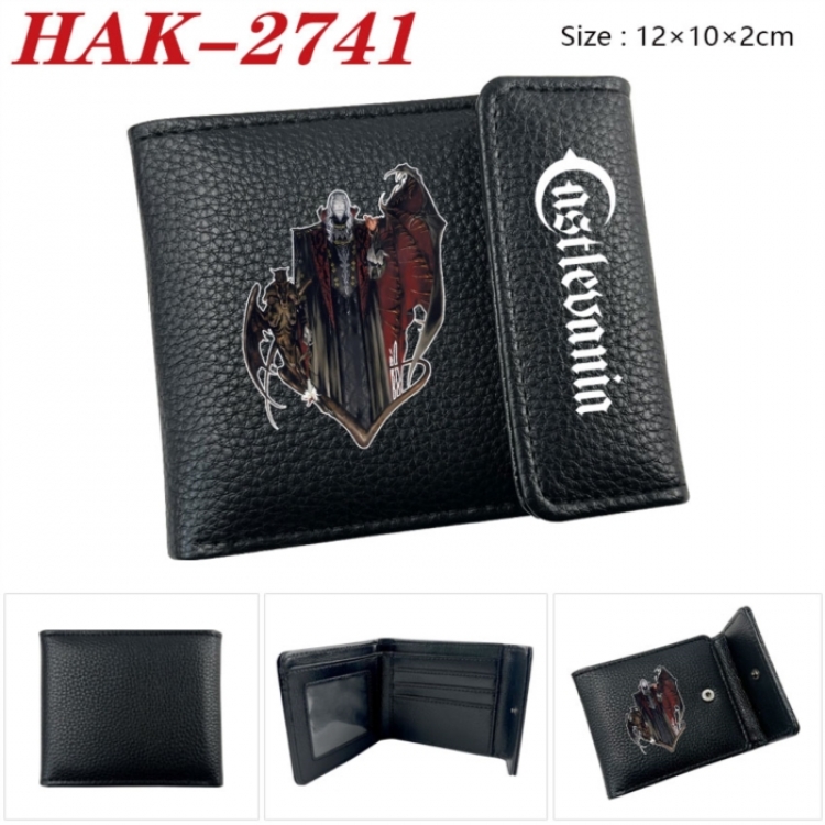 Castlevania Anime Litchi Pattern Hidden Buckle Half Fold Printed Wallet 12X10X2CM