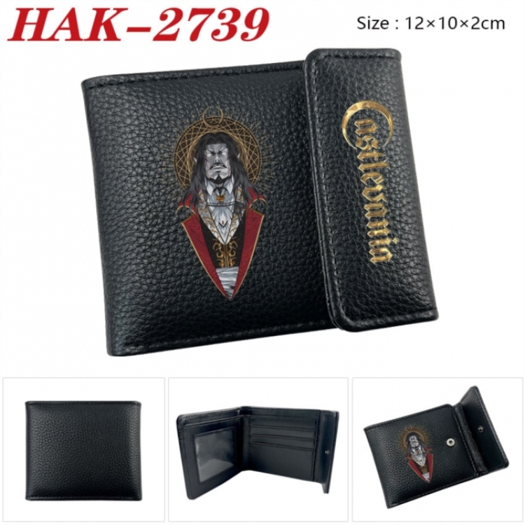 Castlevania Anime Litchi Pattern Hidden Buckle Half Fold Printed Wallet 12X10X2CM