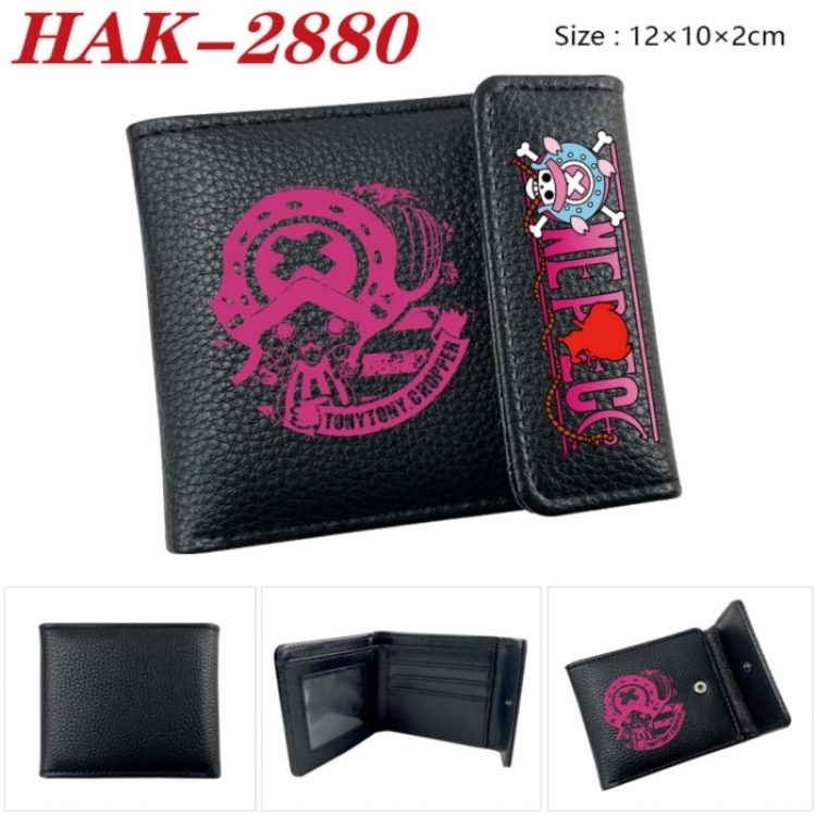 One Piece Anime Litchi Pattern Hidden Buckle Half Fold Printed Wallet 12X10X2CM