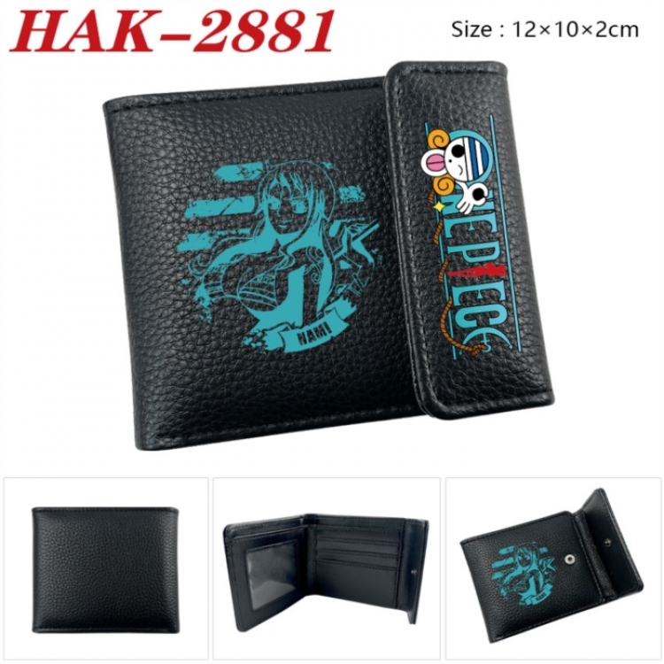 One Piece Anime Litchi Pattern Hidden Buckle Half Fold Printed Wallet 12X10X2CM