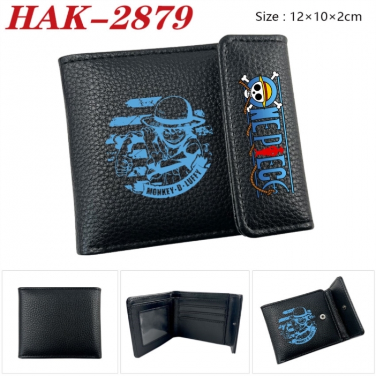 One Piece Anime Litchi Pattern Hidden Buckle Half Fold Printed Wallet 12X10X2CM