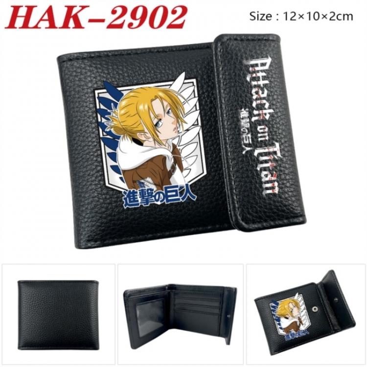 Shingeki no Kyojin Anime Litchi Pattern Hidden Buckle Half Fold Printed Wallet 12X10X2CM