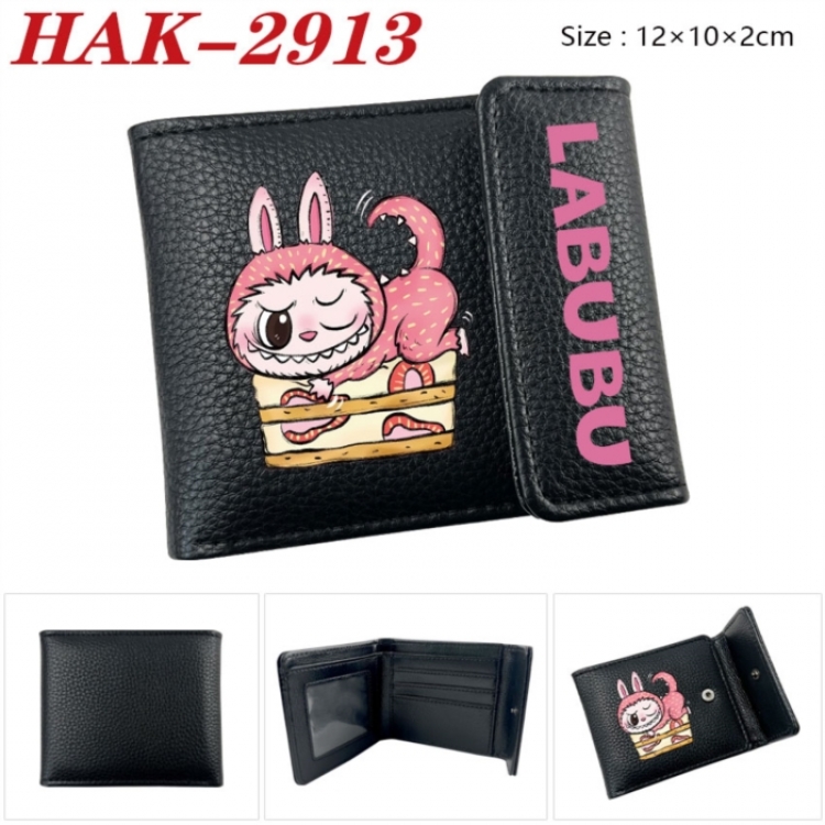 Labubu Anime Litchi Pattern Hidden Buckle Half Fold Printed Wallet 12X10X2CM