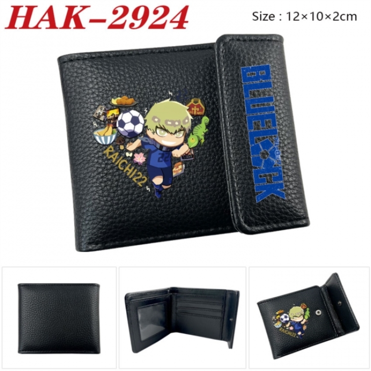 BLUE LOCK Anime Litchi Pattern Hidden Buckle Half Fold Printed Wallet 12X10X2CM