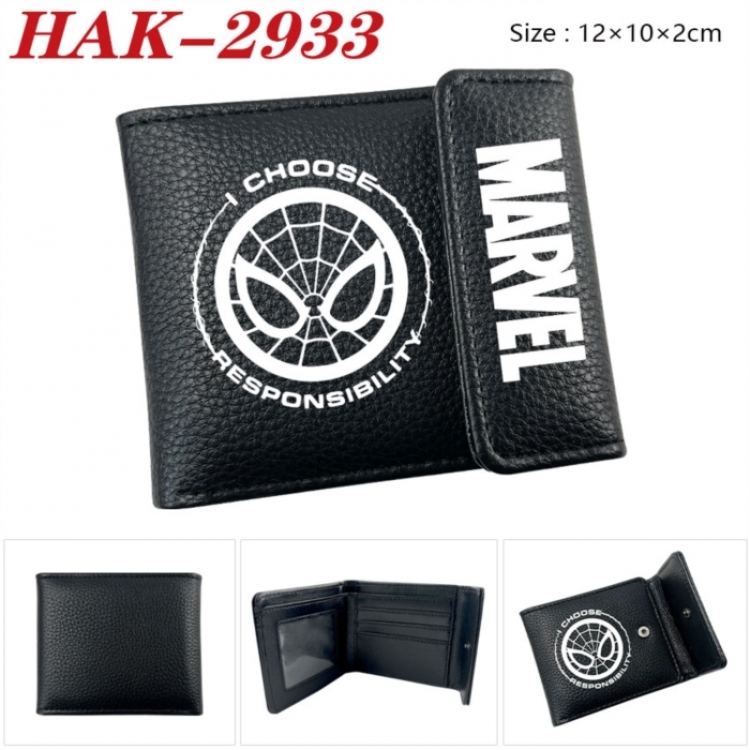 Marvel Anime Litchi Pattern Hidden Buckle Half Fold Printed Wallet 12X10X2CM