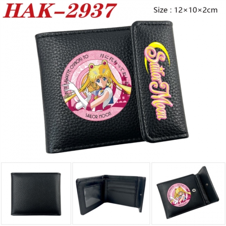 sailormoon Anime Litchi Pattern Hidden Buckle Half Fold Printed Wallet 12X10X2CM