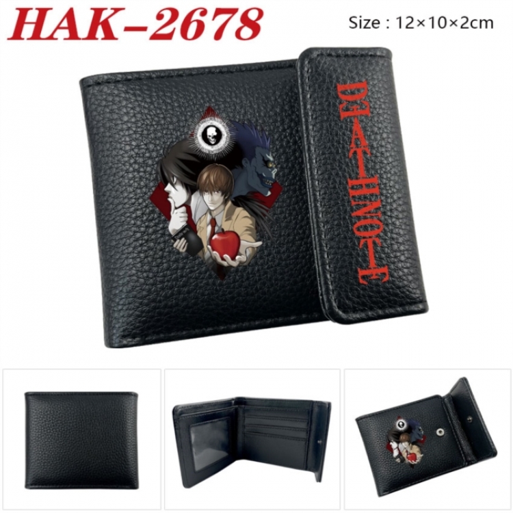 Death note Anime Litchi Pattern Hidden Buckle Half Fold Printed Wallet 12X10X2CM