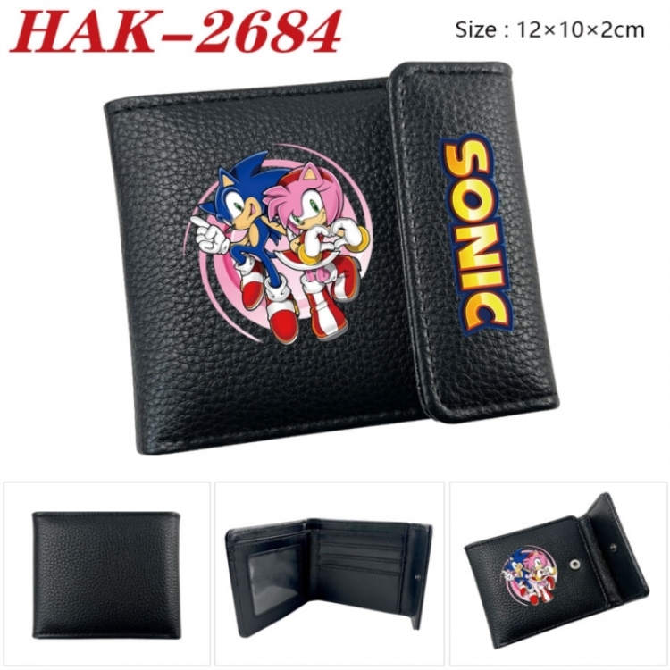 Sonic The Hedgehog  Anime Litchi Pattern Hidden Buckle Half Fold Printed Wallet 12X10X2CM