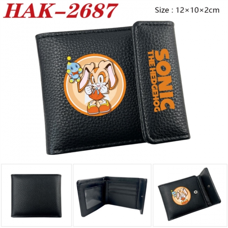 Sonic The Hedgehog  Anime Litchi Pattern Hidden Buckle Half Fold Printed Wallet 12X10X2CM