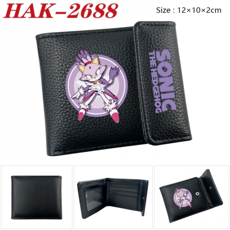 Sonic The Hedgehog  Anime Litchi Pattern Hidden Buckle Half Fold Printed Wallet 12X10X2CM