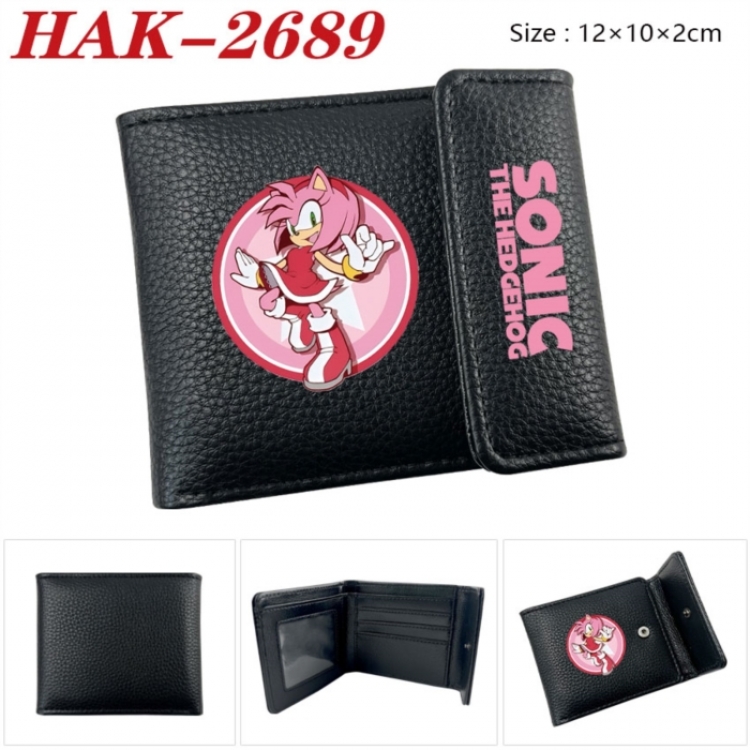 Sonic The Hedgehog  Anime Litchi Pattern Hidden Buckle Half Fold Printed Wallet 12X10X2CM