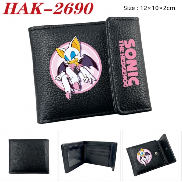 Sonic The Hedgehog  Anime Litchi Pattern Hidden Buckle Half Fold Printed Wallet 12X10X2CM