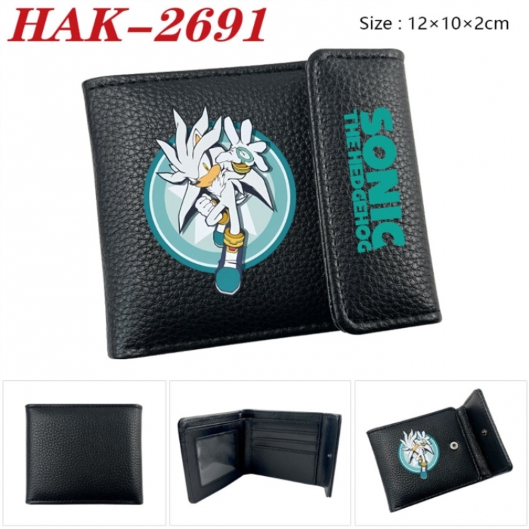 Sonic The Hedgehog  Anime Litchi Pattern Hidden Buckle Half Fold Printed Wallet 12X10X2CM