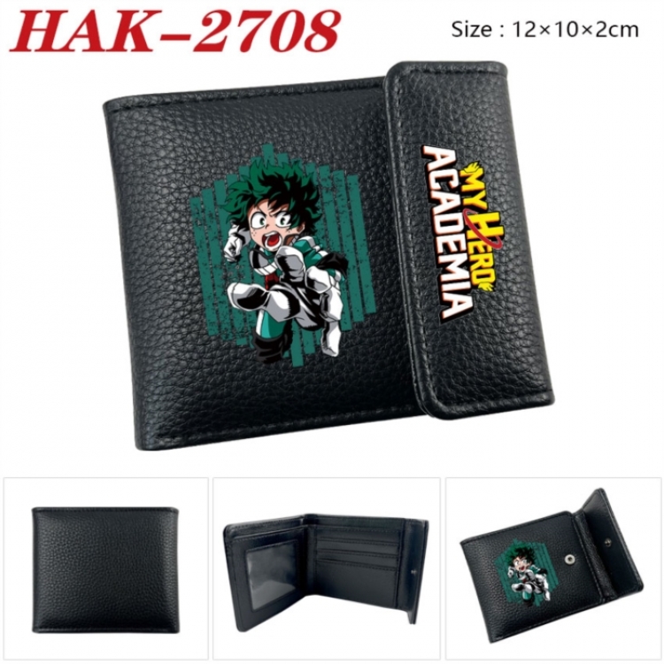 My Hero Academia Anime Litchi Pattern Hidden Buckle Half Fold Printed Wallet 12X10X2CM