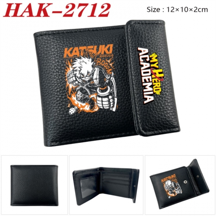 My Hero Academia Anime Litchi Pattern Hidden Buckle Half Fold Printed Wallet 12X10X2CM