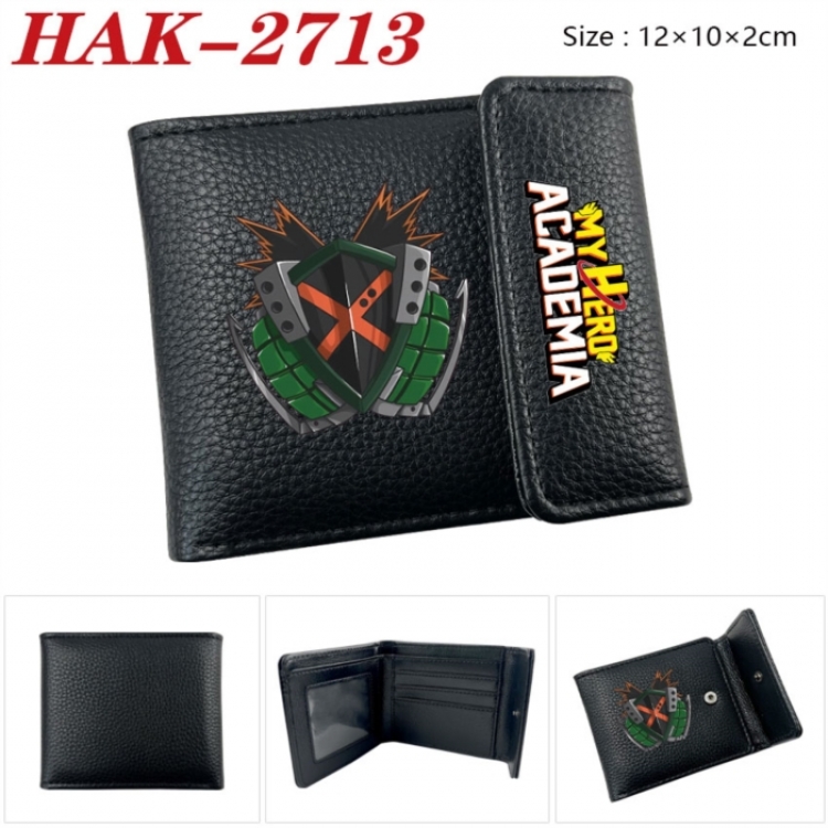 My Hero Academia Anime Litchi Pattern Hidden Buckle Half Fold Printed Wallet 12X10X2CM