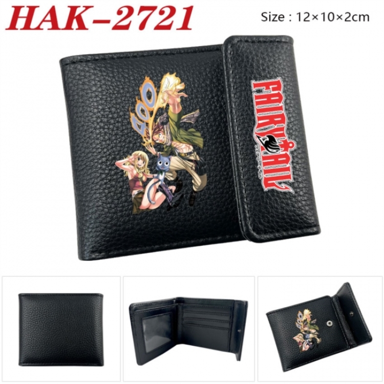 Fairy tail Anime Litchi Pattern Hidden Buckle Half Fold Printed Wallet 12X10X2CM