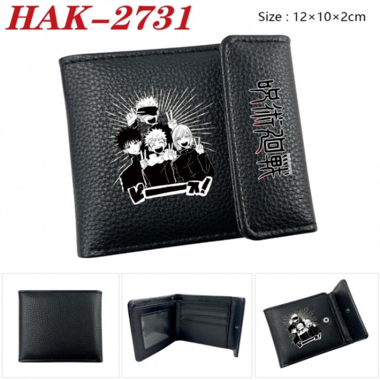 Jujutsu Kaisen Anime Litchi Pattern Hidden Buckle Half Fold Printed Wallet 12X10X2CM