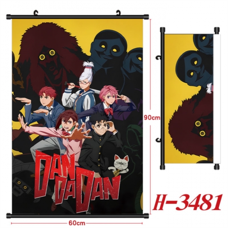 DANDADAN Anime Black Plastic Rod Canvas Painting Wall Scroll 60X90CM