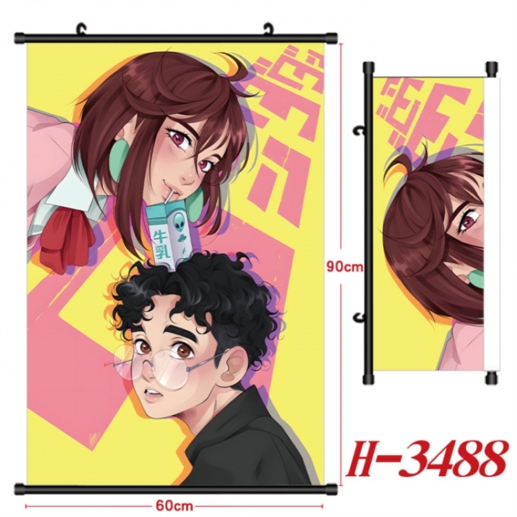 DANDADAN Anime Black Plastic Rod Canvas Painting Wall Scroll 60X90CM