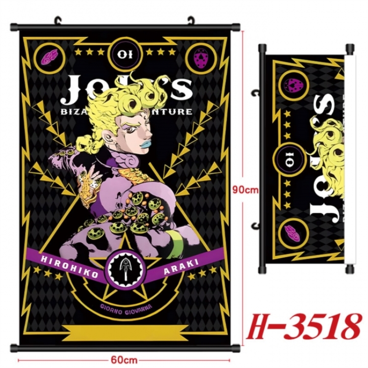 JoJos Bizarre Adventure Anime Black Plastic Rod Canvas Painting Wall Scroll 60X90CM