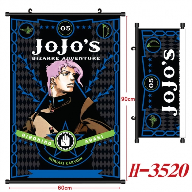 JoJos Bizarre Adventure Anime Black Plastic Rod Canvas Painting Wall Scroll 60X90CM