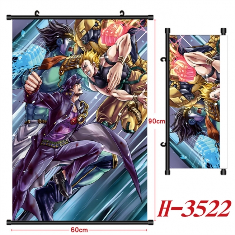 JoJos Bizarre Adventure Anime Black Plastic Rod Canvas Painting Wall Scroll 60X90CM