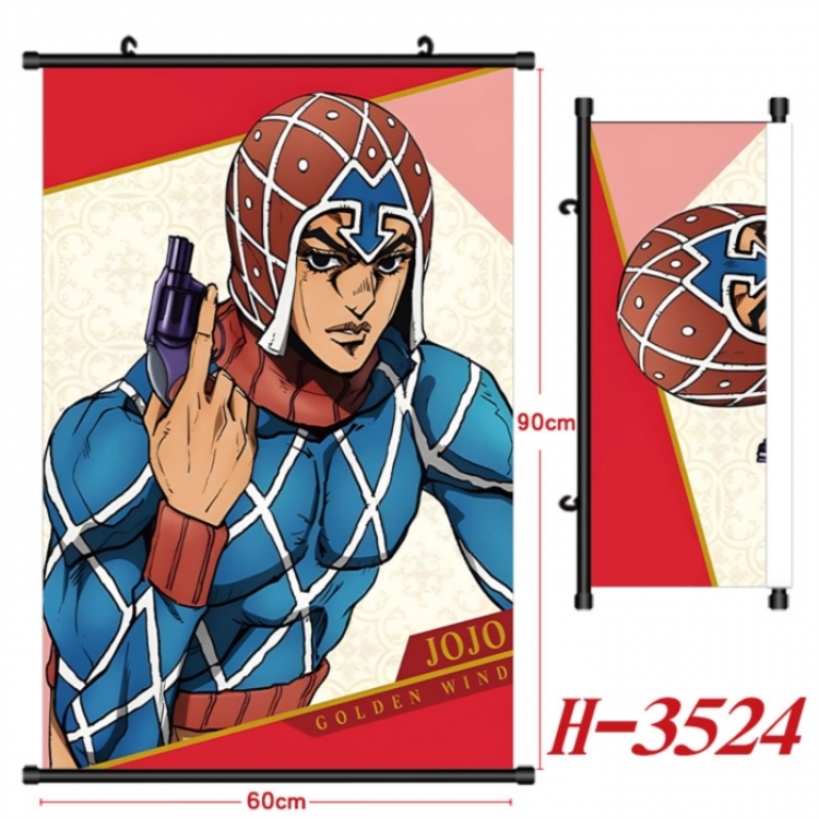 JoJos Bizarre Adventure Anime Black Plastic Rod Canvas Painting Wall Scroll 60X90CM