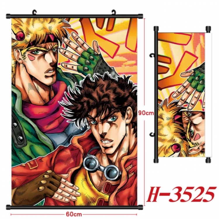 JoJos Bizarre Adventure Anime Black Plastic Rod Canvas Painting Wall Scroll 60X90CM