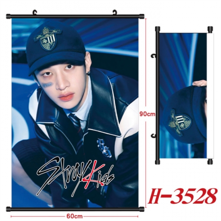 StrayKids Anime Black Plastic Rod Canvas Painting Wall Scroll 60X90CM