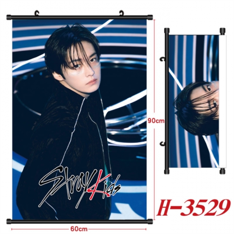 StrayKids Anime Black Plastic Rod Canvas Painting Wall Scroll 60X90CM