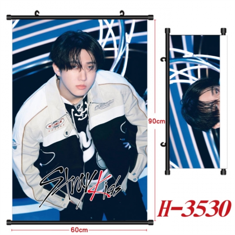 StrayKids Anime Black Plastic Rod Canvas Painting Wall Scroll 60X90CM