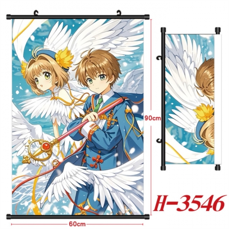 Card Captor Sakura Anime Black Plastic Rod Canvas Painting Wall Scroll 60X90CM