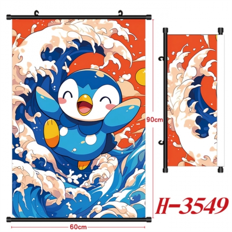 Pokemon Anime Black Plastic Rod Canvas Painting Wall Scroll 60X90CM