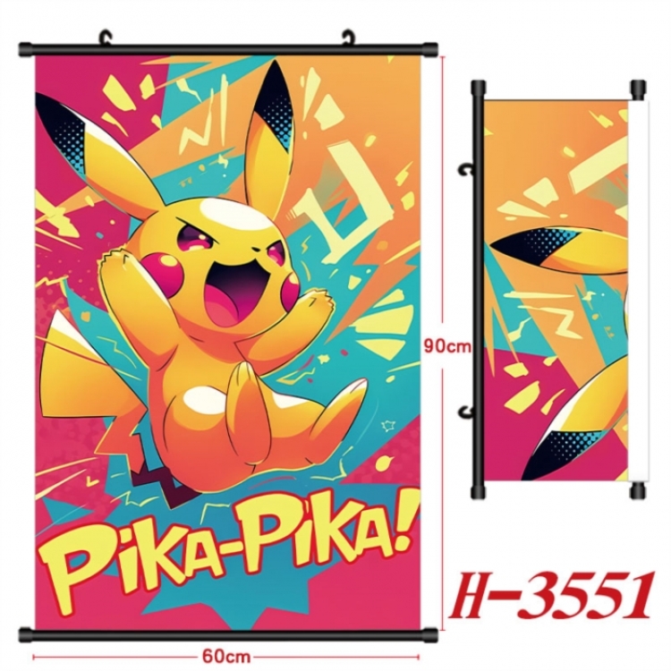 Pokemon Anime Black Plastic Rod Canvas Painting Wall Scroll 60X90CM