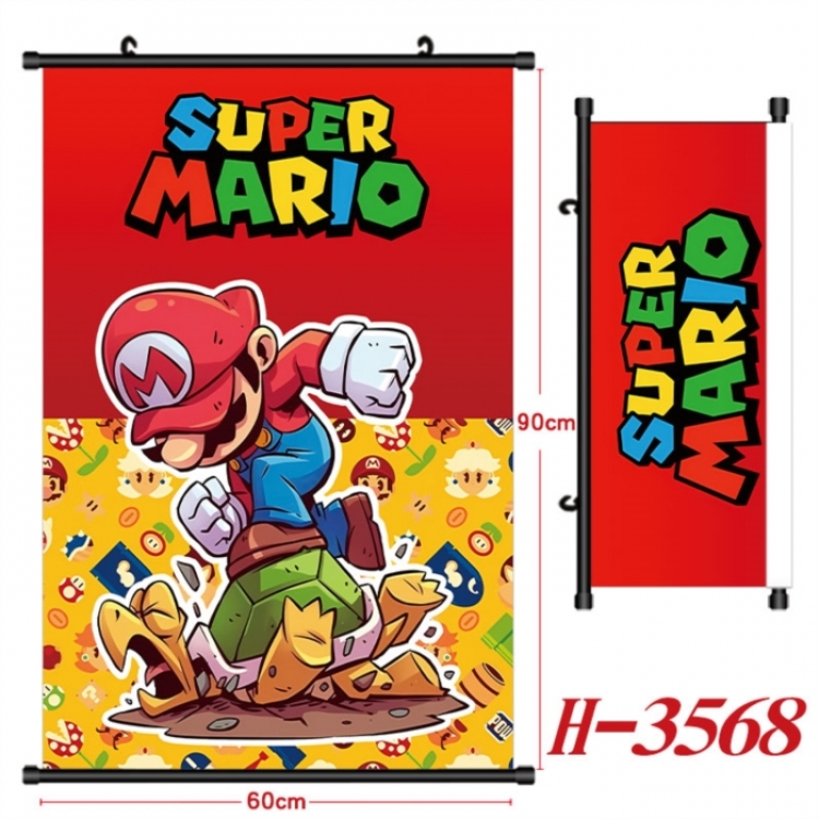 Super Mario Anime Black Plastic Rod Canvas Painting Wall Scroll 60X90CM