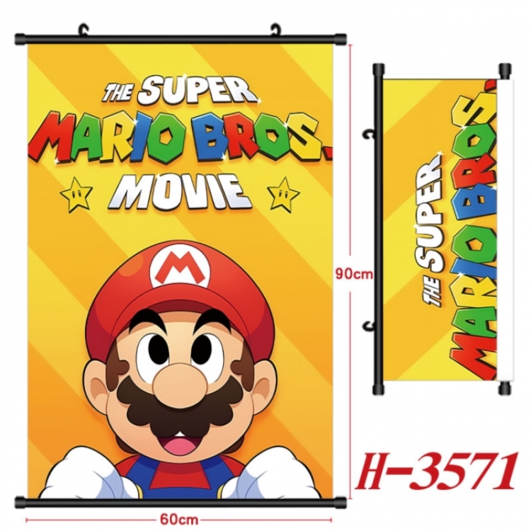 Super Mario Anime Black Plastic Rod Canvas Painting Wall Scroll 60X90CM