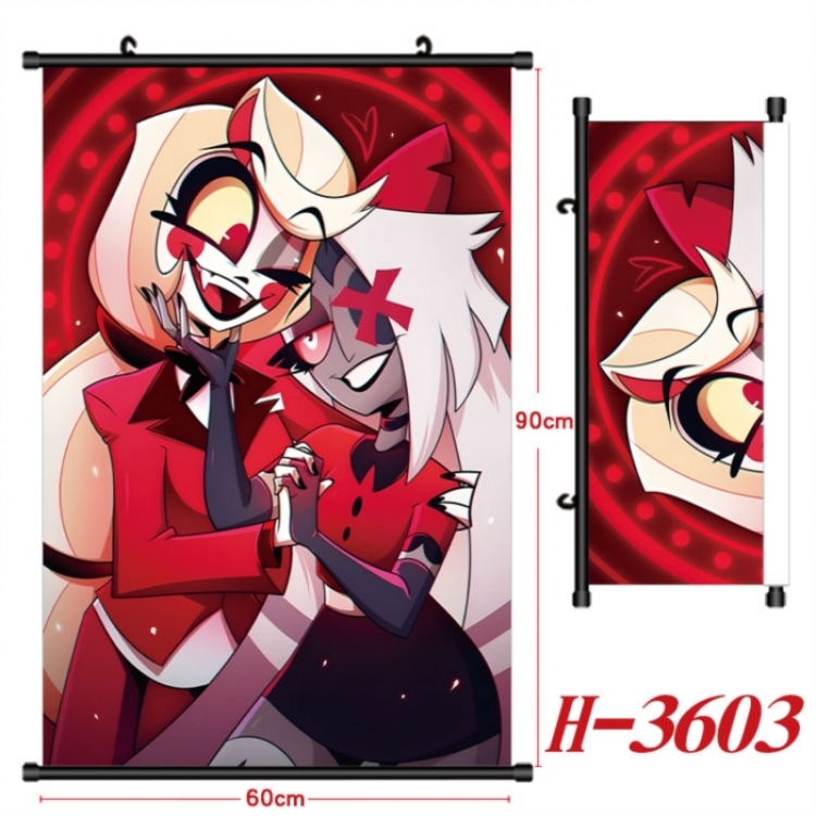 Hazbin Hotel Anime Black Plastic Rod Canvas Painting Wall Scroll 60X90CM