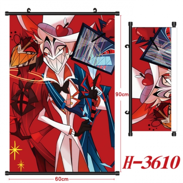 Hazbin Hotel Anime Black Plastic Rod Canvas Painting Wall Scroll 60X90CM