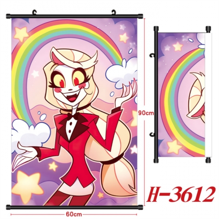 Hazbin Hotel Anime Black Plastic Rod Canvas Painting Wall Scroll 60X90CM