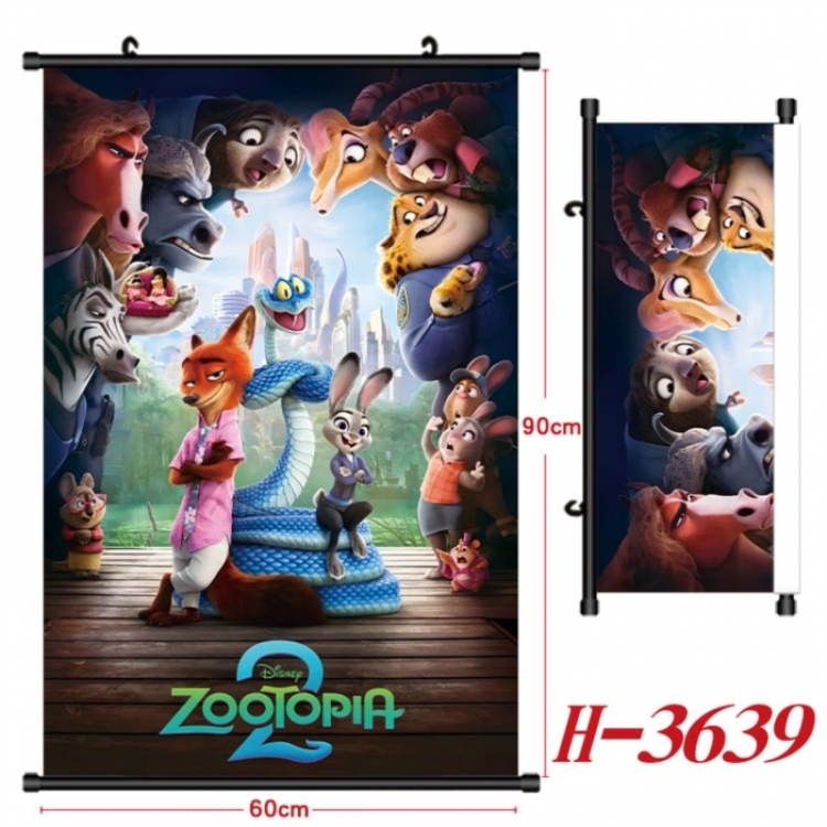 Zootopia Anime Black Plastic Rod Canvas Painting Wall Scroll 60X90CM