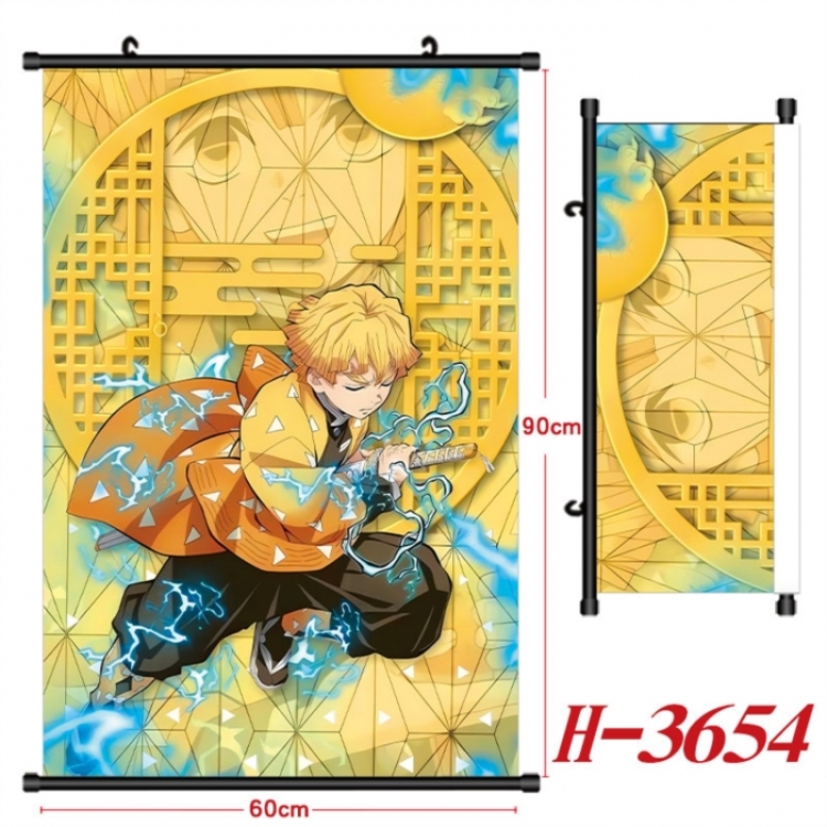 Demon Slayer Kimets Anime Black Plastic Rod Canvas Painting Wall Scroll 60X90CM