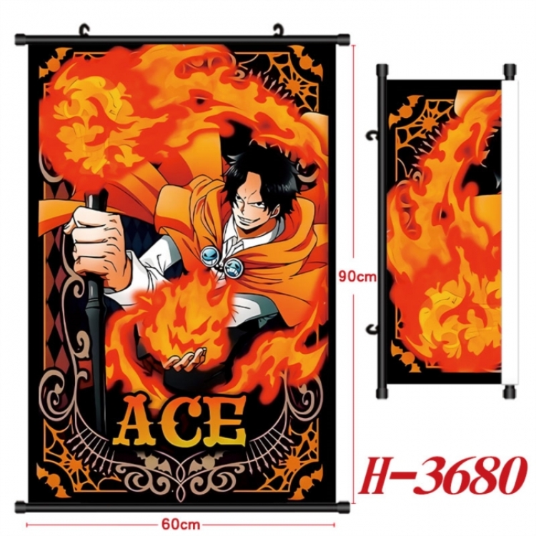  One Piece Anime Black Plastic Rod Canvas Painting Wall Scroll 60X90CM